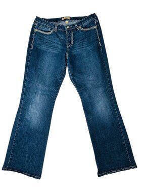 Nine West Vintage America Size 12 Bootcut Jeans 34x30 Embroidered Stretch